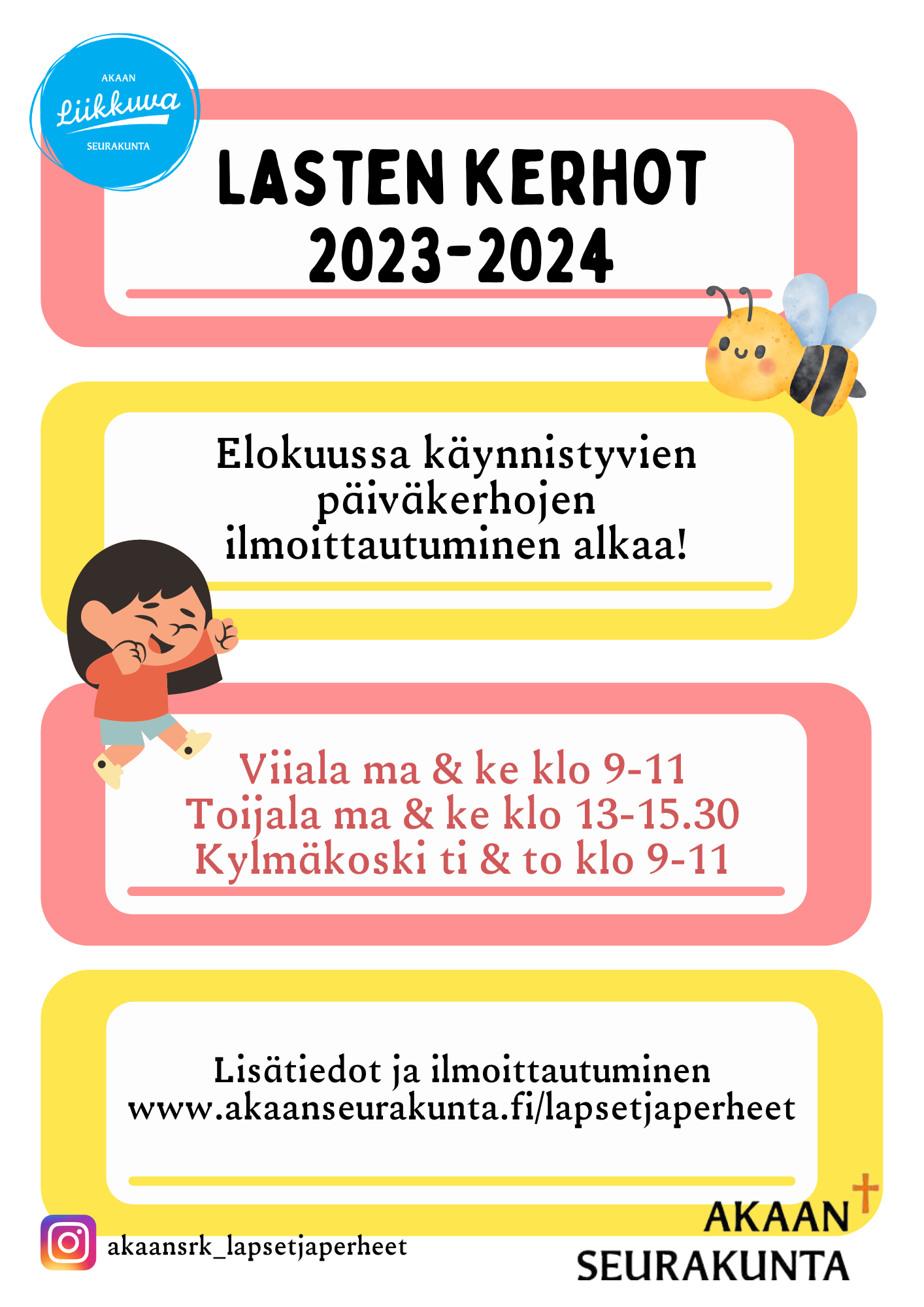 Lasten kerhojen ilmoittautuminen kaudelle 2023-2024
