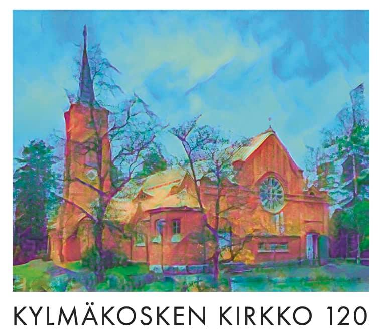 Kylmäkosken kirkko ulkoa piirroksena