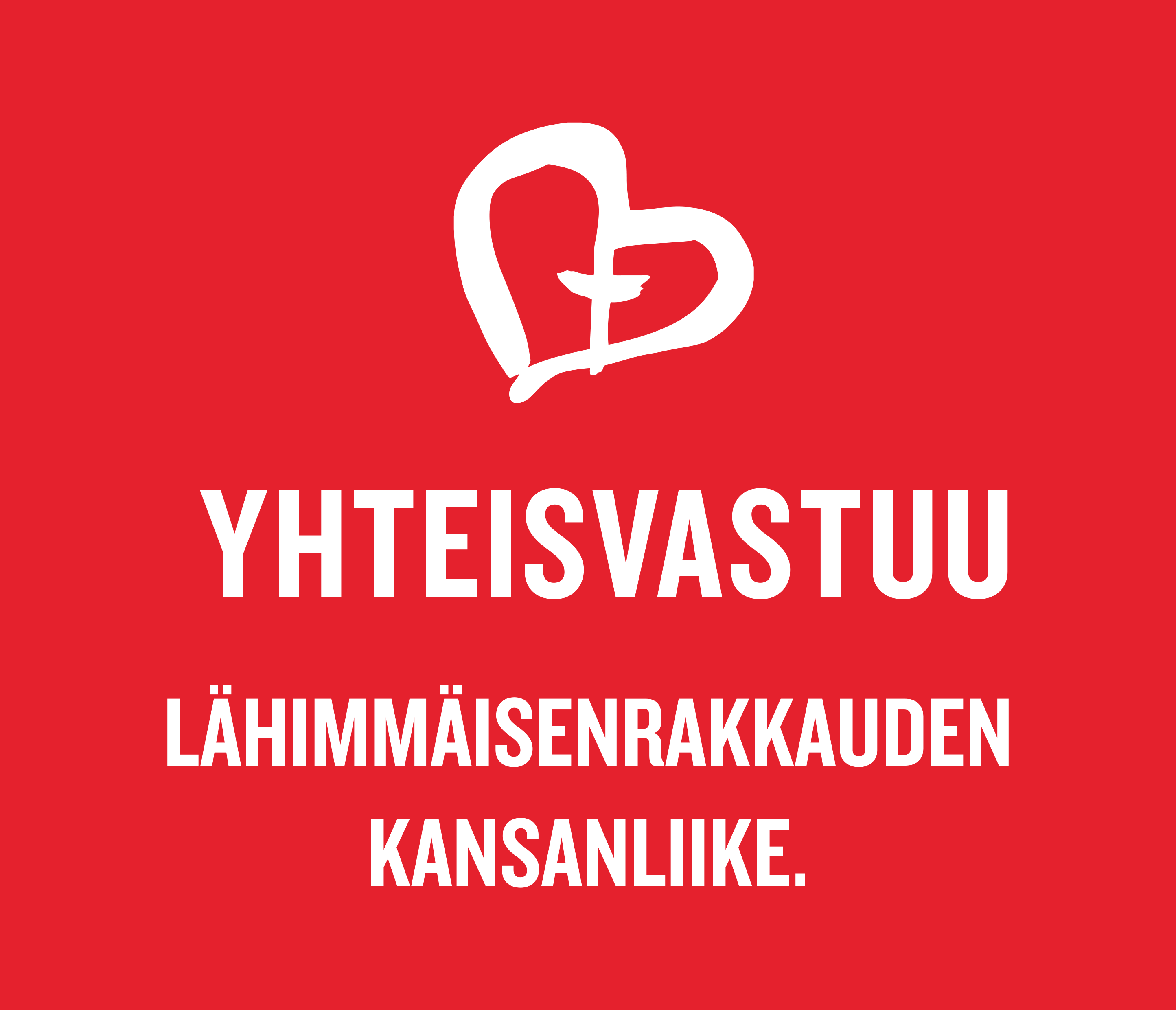 yhteisvastuukeräyksen valkoinen sydänlogo punaisella pohjalla