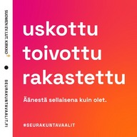 uskottu, toivottu, rakastettu teksti punaoranssilla pohjalla