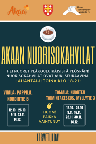 Akaan nuorisokahvilat mainos syyskaudesta