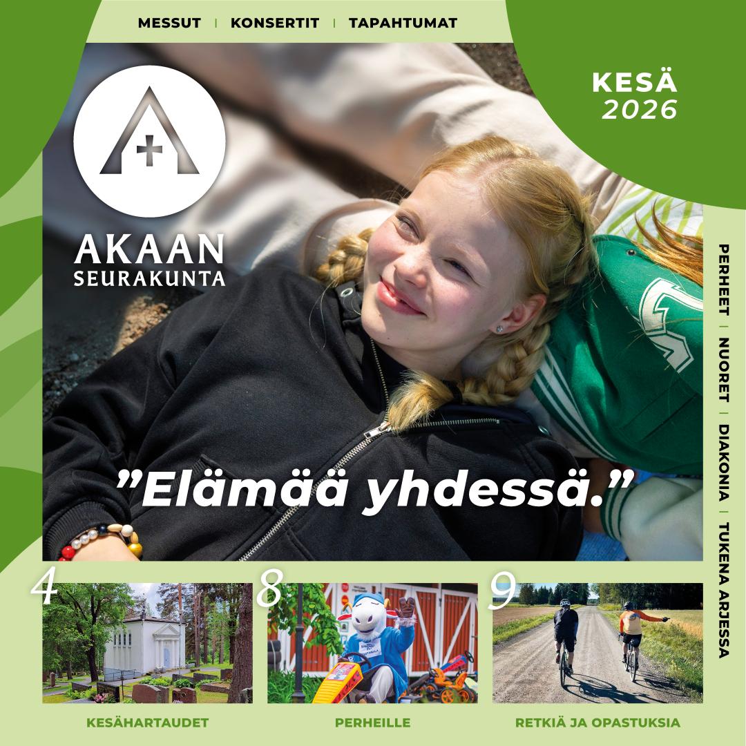 Kesäesitteen kansi, jossa lettipäinen tyttö hymyilee iloisesti.