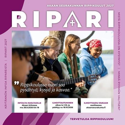 Ripariesitteen kansi, jossa iloisia riparilaisia soittamassa ja laulamassa.
